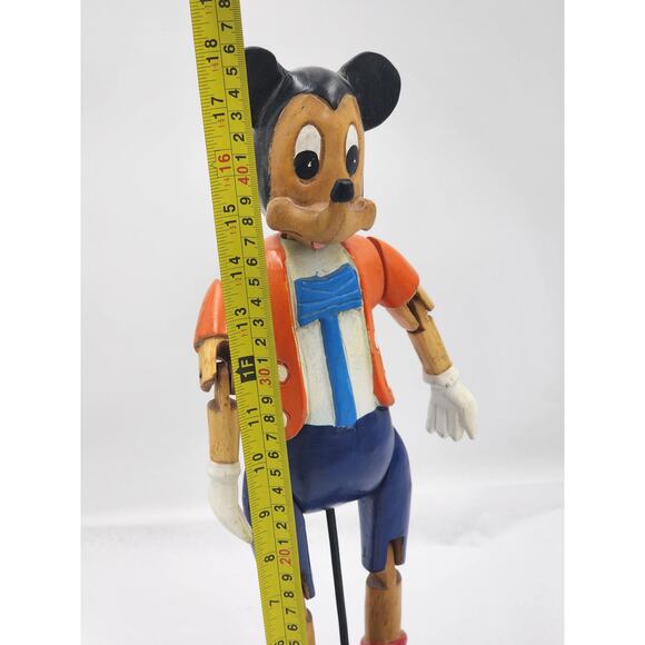 Rare Disney Mickey Mouse Marionette Puppet On Stand Vintage Collectible Wood 17" - Picture 3 of 15